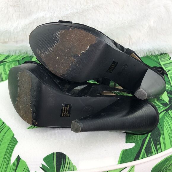 Michael Kors Black Zebra Peep Toe Wedge Heels 7 - Picture 8 of 13